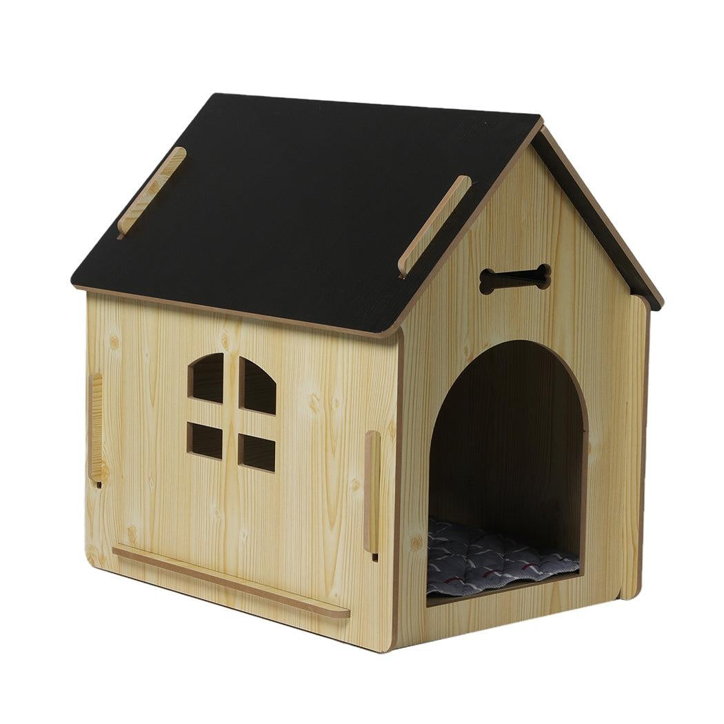 Wooden Dog House Pet Kennel Timber Indoor Cabin Medium Oak M Deals499