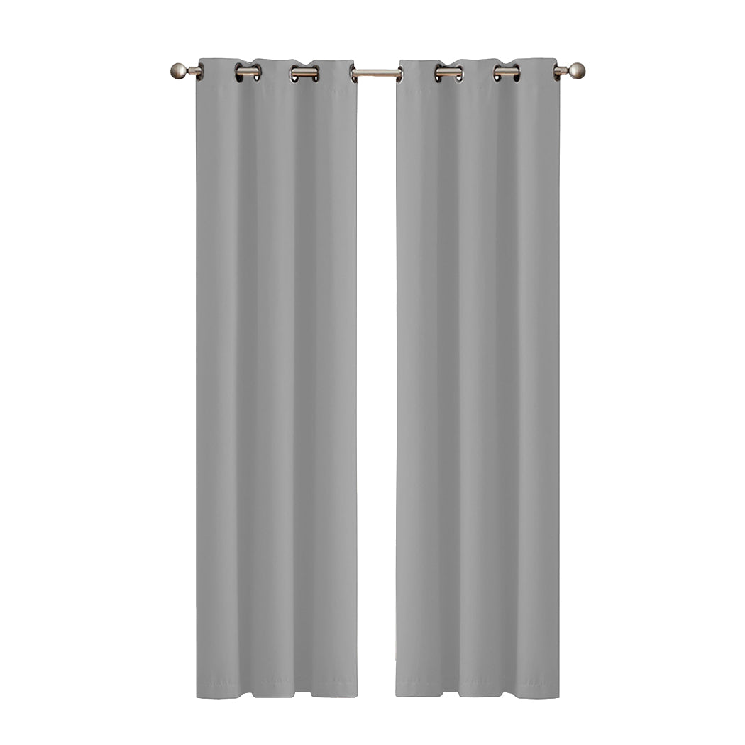 2x Blockout Curtains Panels 3 Layers Eyelet Room Darkening 132x213cm Grey Deals499