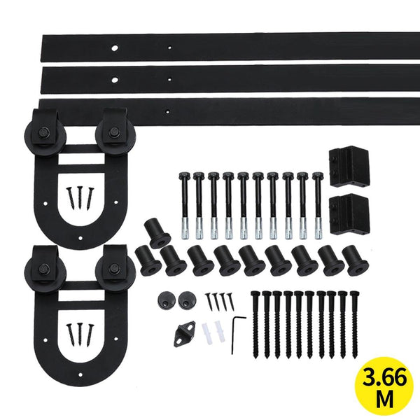 3.66M Antique Classic Style Single Sliding Barn Door Hardware Track Roller Kit Deals499