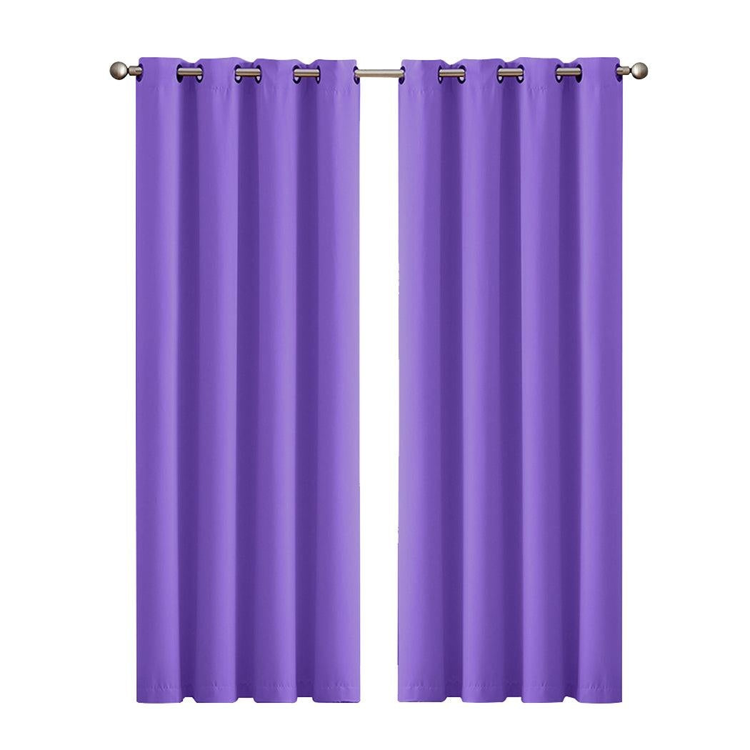 2x Blockout Curtains Panels 3 Layers Eyelet Room Darkening 140x230cm Purple Deals499