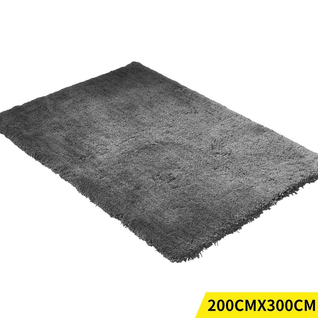 Soft Anti Slip Rectangle Plush Shaggy Floor Rug Carpet in Charcoal 200x300cm Deals499