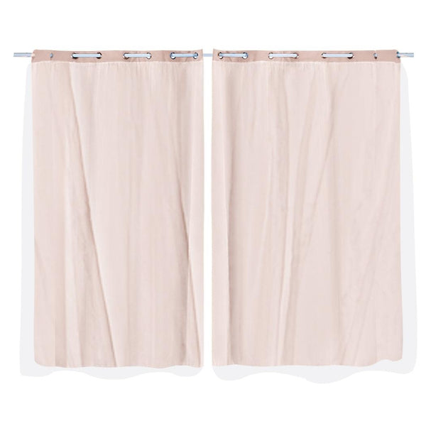 2x Blockout Curtains Panels 3 Layers with Gauze Room Darkening 140x244cm Rose Deals499