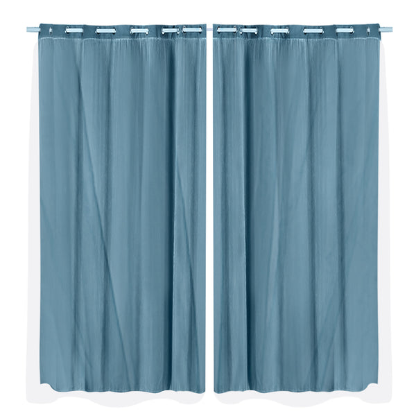 2x Blockout Curtains Panels 3 Layers with Gauze Darkening 240x213cm Turquoise Deals499