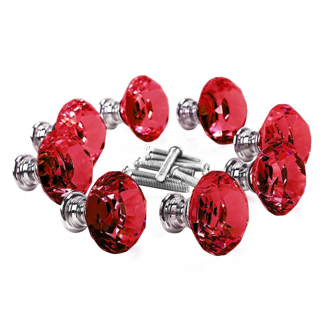 16 Pcs Red Crystal Knobs Diamond 40mm Diameter Door Cabinet Handle Deals499