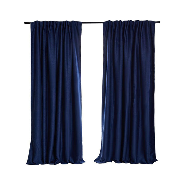 2X Blockout Curtains Curtain Blackout Bedroom 132cm x 213cm Navy Deals499