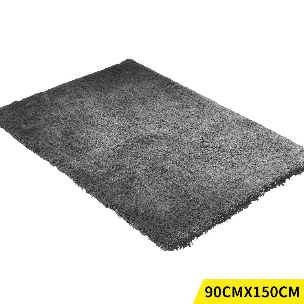 Soft Anti Slip Rectangle Plush Shaggy Floor Rug Carpet in Charcoal 90x150cm Deals499