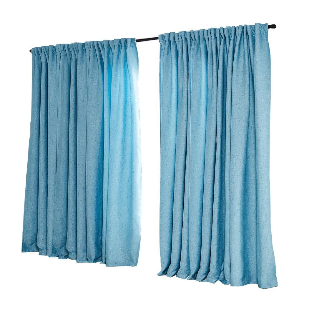 2X Blockout Curtains Curtain Living Room Window Blue 240CM x 230CM Deals499