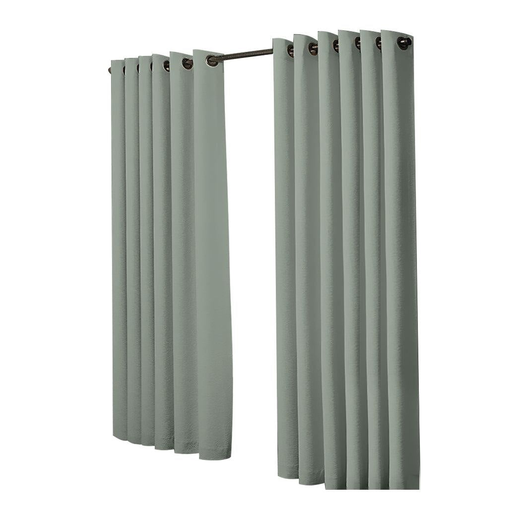 2x Blockout Curtains Panels 3 Layers Eyelet Room Darkening 240x230cm Grey Deals499