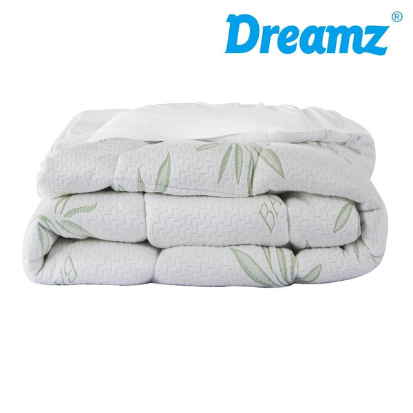 Dreamz Bamboo Pillowtop Mattress Topper Protector Waterproof Cool Cover Single Deals499