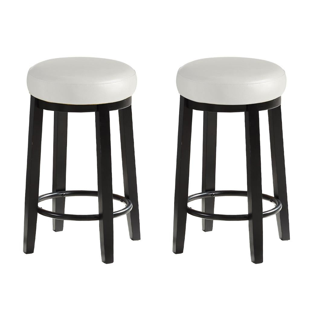 2x Levede 75cm Swivel Bar Stool Kitchen Stool Wood Barstools Dining Chair Cream Deals499