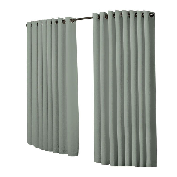 2x Blockout Curtains Panels 3 Layers Eyelet Room Darkening 300x230cm Grey Deals499