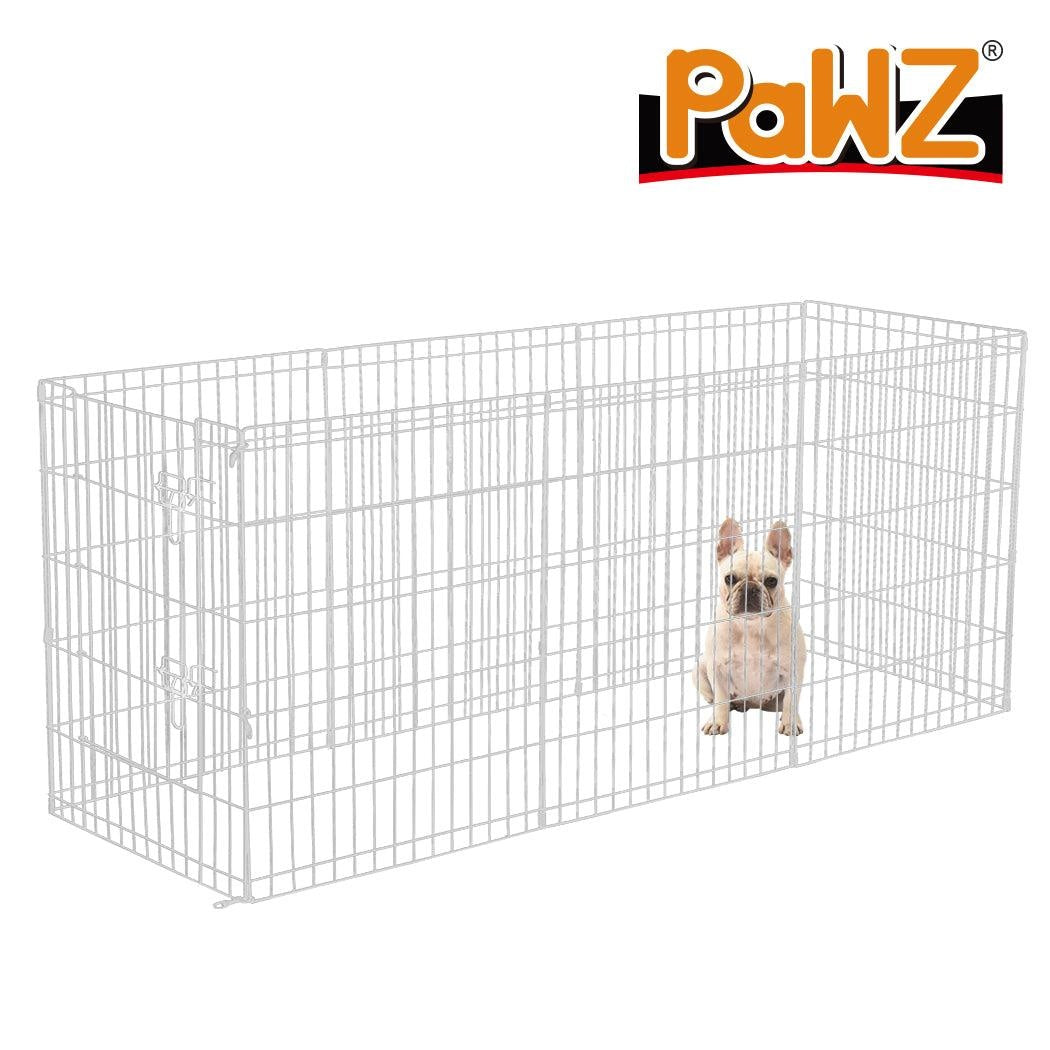 PaWz Pet Dog Playpen Puppy Exercise 8 Panel Enclosure Fence Silver With Door 36