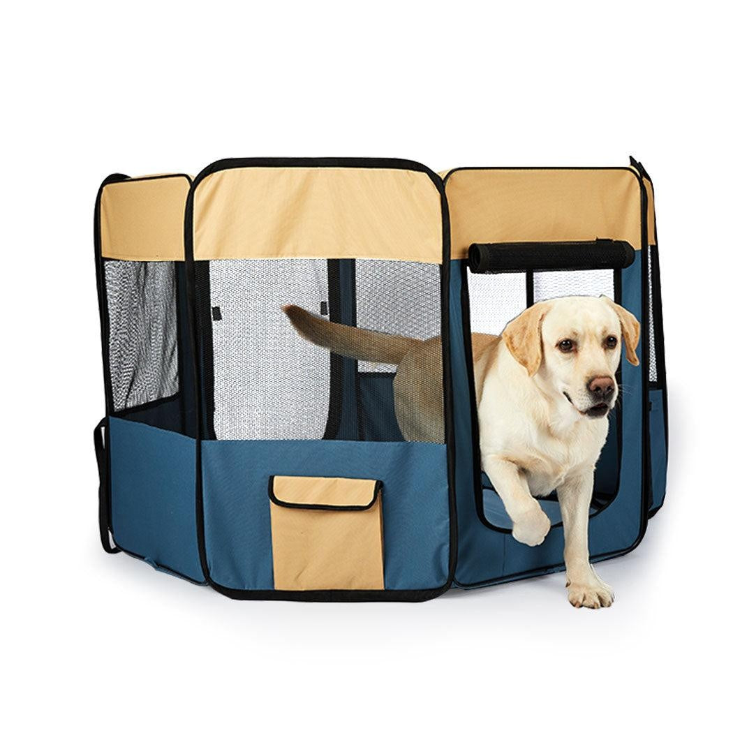 8 Panel Pet Playpen Dog Puppy Play Exercise Enclosure Fence Blue XL Deals499