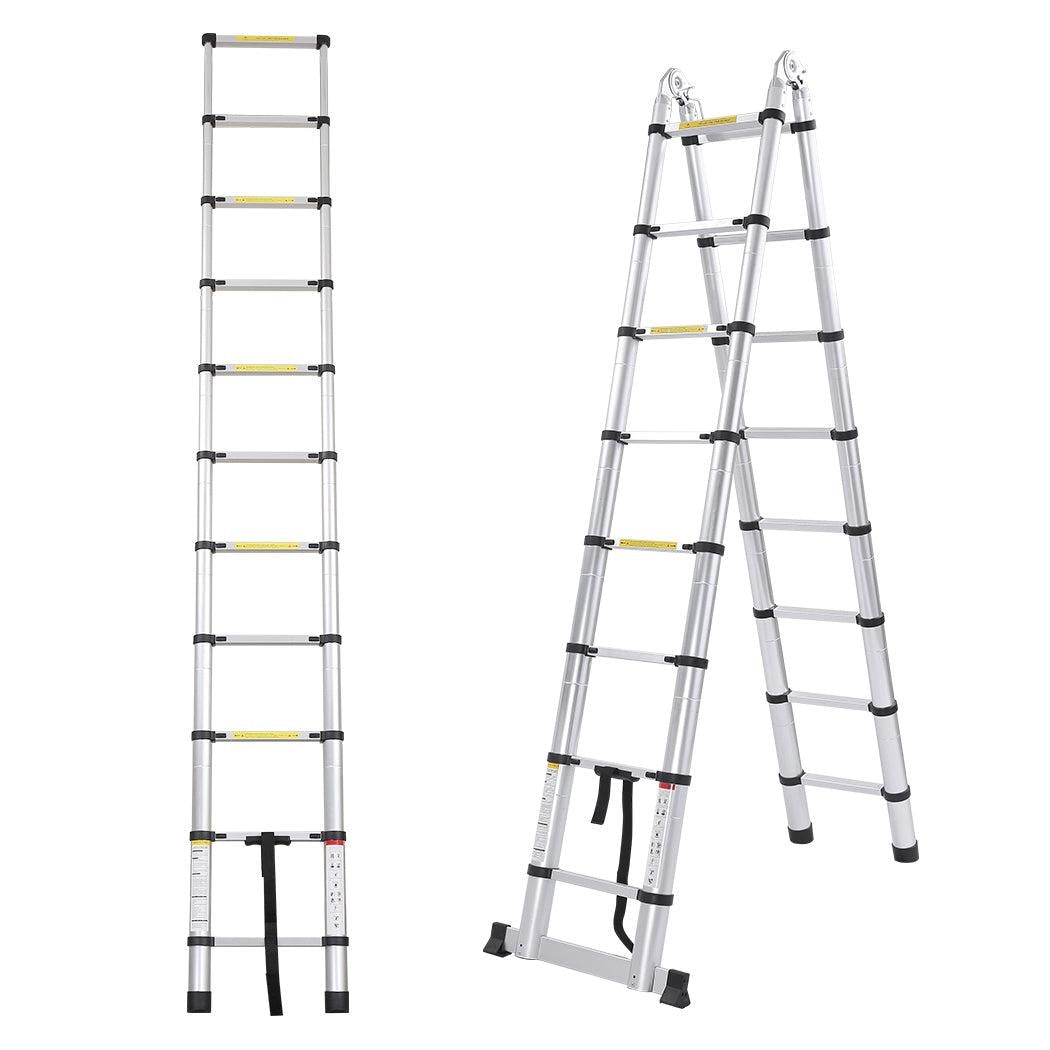 2.5M+2.5M Telescopic Aluminium Multipurpose Ladder Extension Alloy Extendable Step Deals499