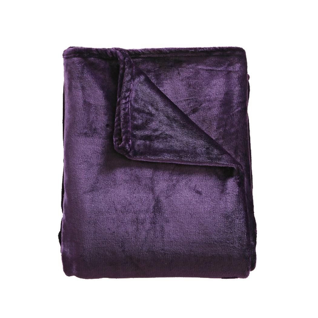 DreamZ 320GSM 220x160cm Ultra Soft Mink Blanket Warm Throw in Aubergine Colour Deals499