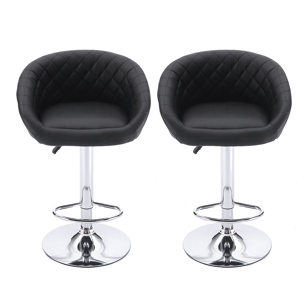 2x Bar Stools Stool Kitchen Chairs Swivel PU Leather Metal Furniture Black Deals499