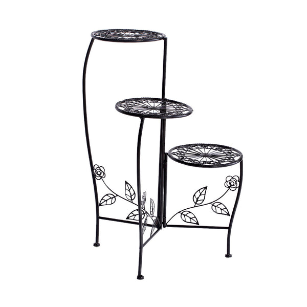 2x Levede Flower Shape Metal Plant Stand with 4 Plant Pot Space in Black Colour Deals499