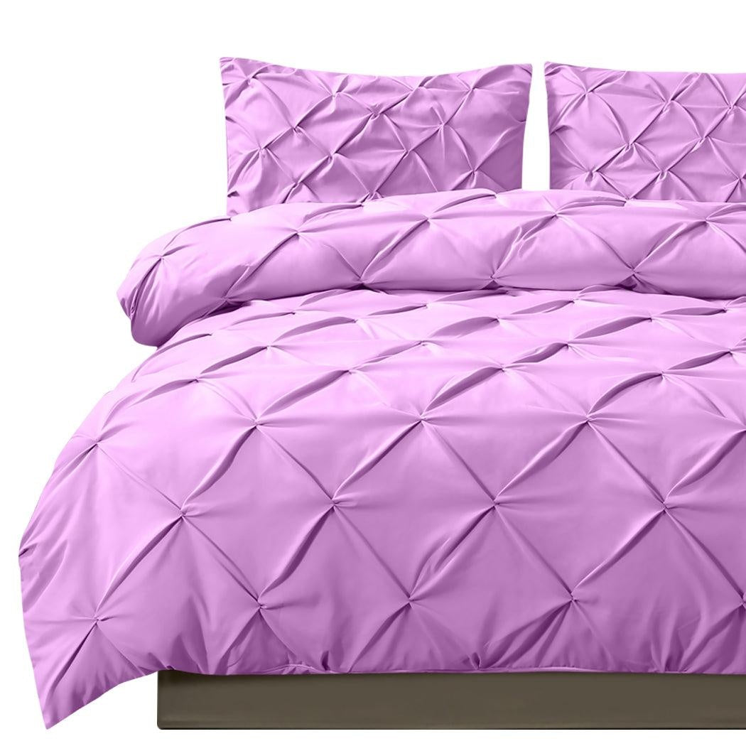 DreamZ Diamond Pintuck Duvet Cover Pillow Case Set in Super King Size in Plum Deals499