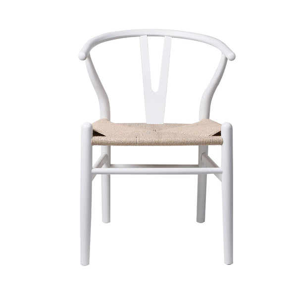 Set of 2 Dining Chairs Rattan Seat Side Chair Kitchen Wood Furniture White Deals499