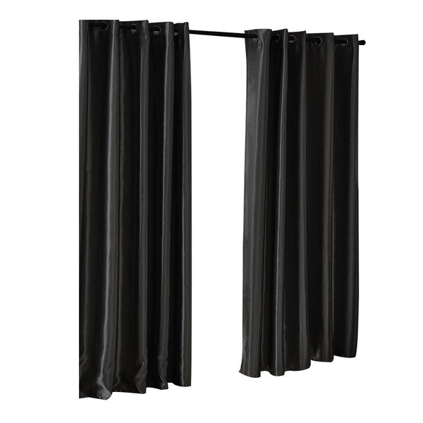 2X Blockout Curtains Blackout Curtain Bedroom Window Eyelet Black 180CM x 213CM Deals499