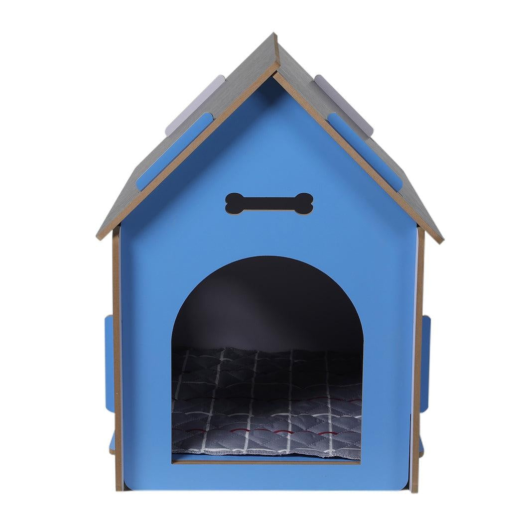 Wooden Dog House Pet Kennel Timber Indoor Cabin Large Blue L Deals499