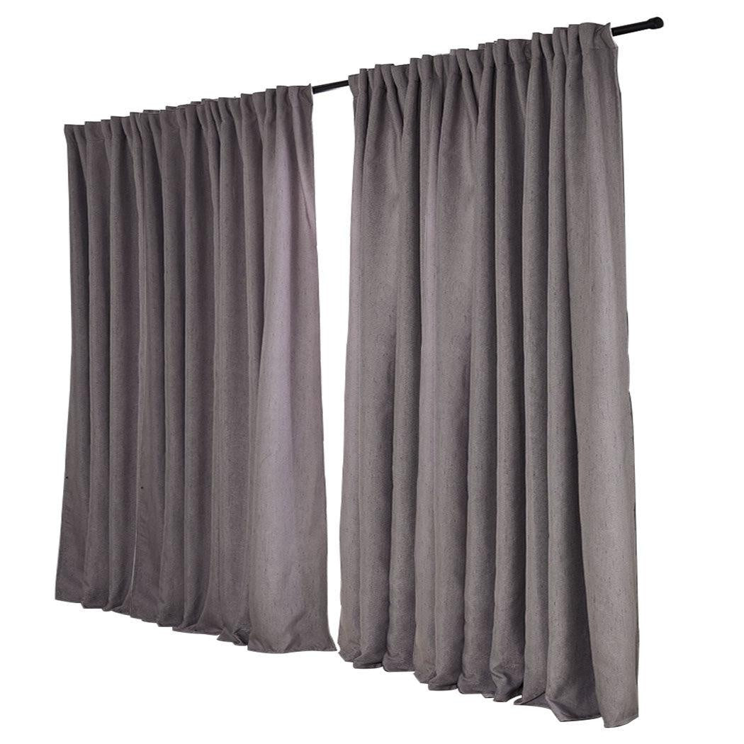 2X Blockout Curtains Curtain Living Room Window Grey 240CM x 230CM Deals499