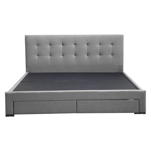 Levede Bed Frame Queen Fabric With Drawers Storage Wooden Mattress Grey Deals499