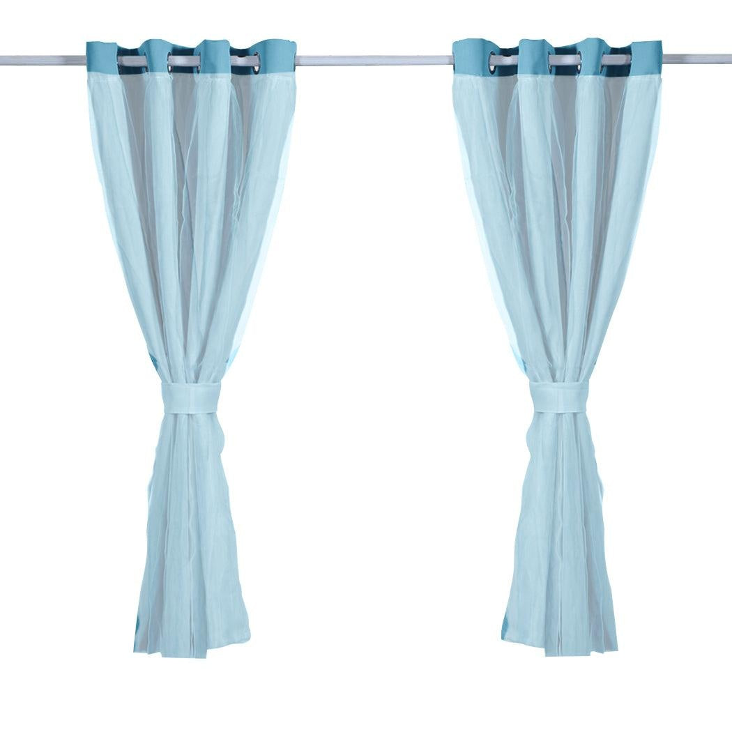 2x Blockout Curtains Panels 3 Layers with Gauze Darkening 140x244cm Turquoise Deals499