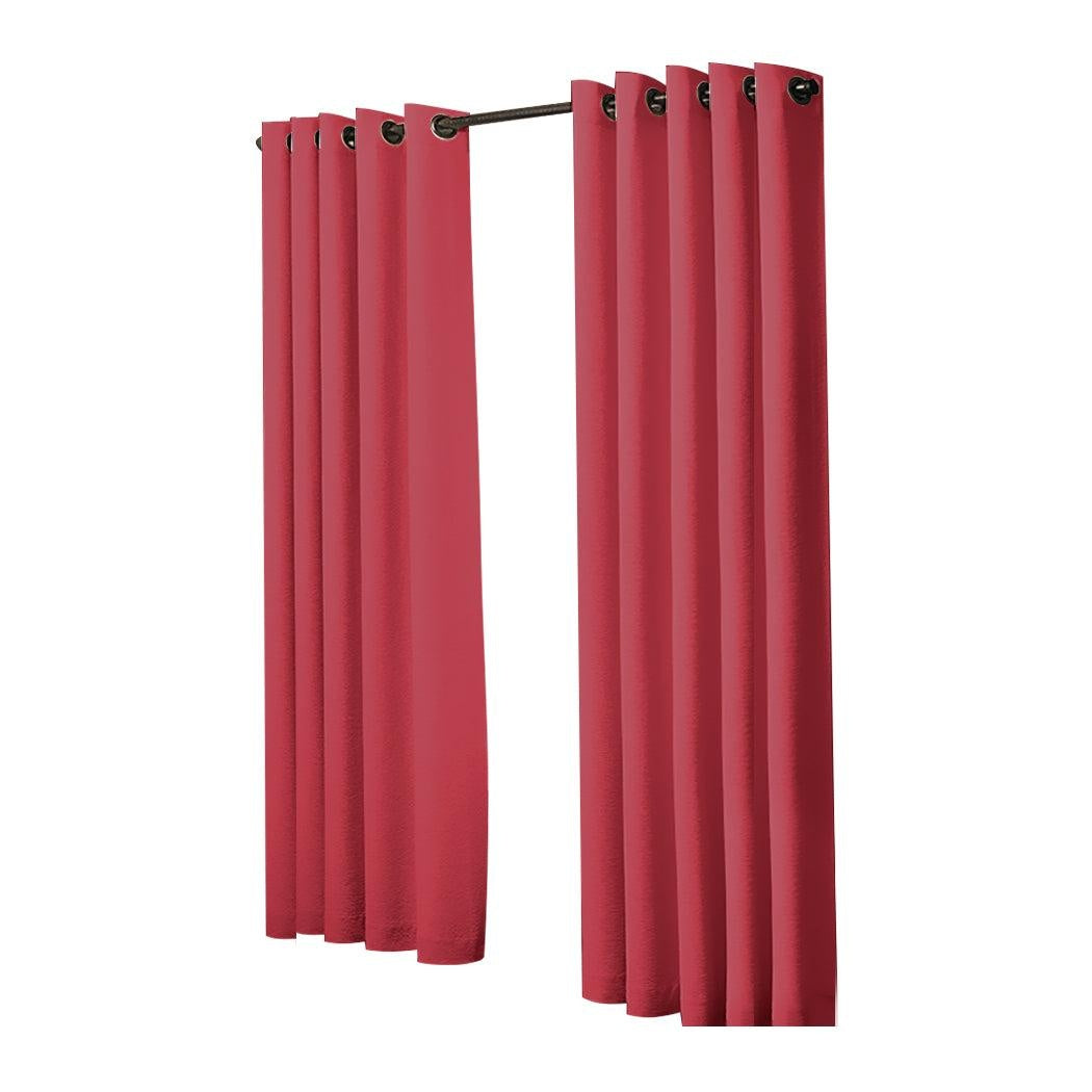 2x Blockout Curtains Panels 3 Layers Eyelet Room Darkening 180x230cm Burgundy Deals499