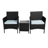 Outdoor Furniture Set Patio Garden 3 Pcs Chair Table Rattan Wicker Cushion Seat Black Deals499