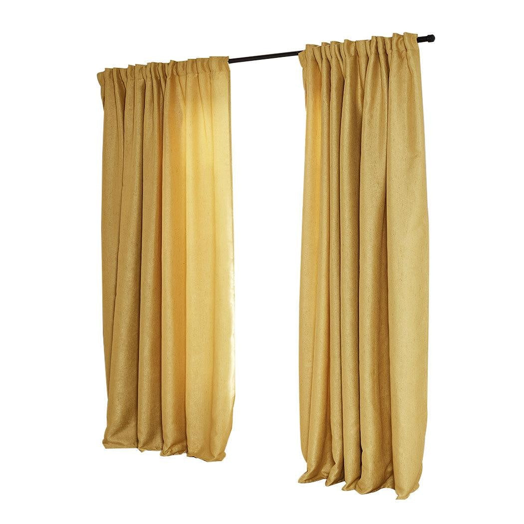 2X Blockout Curtains Curtain Living Room Window Mustard 140CM x 230CM Deals499