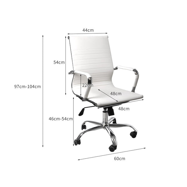 Office Chair Home Work Study Gaming Chairs PU Mat Seat Mid-Back Computer White Deals499