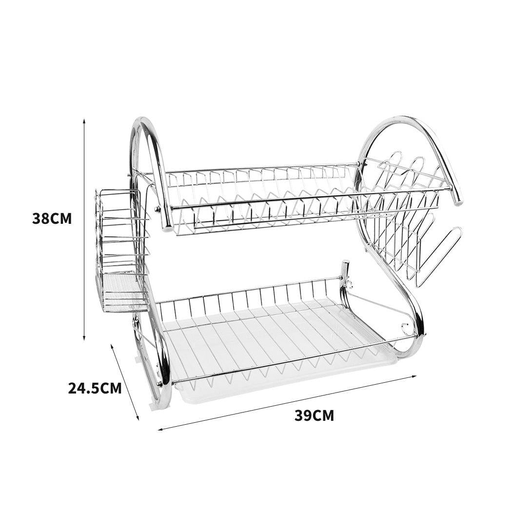 2 Layer Dish Drainer Cutlery Holder Rack Drip Storage Stainless Steel Dish Rack Deals499