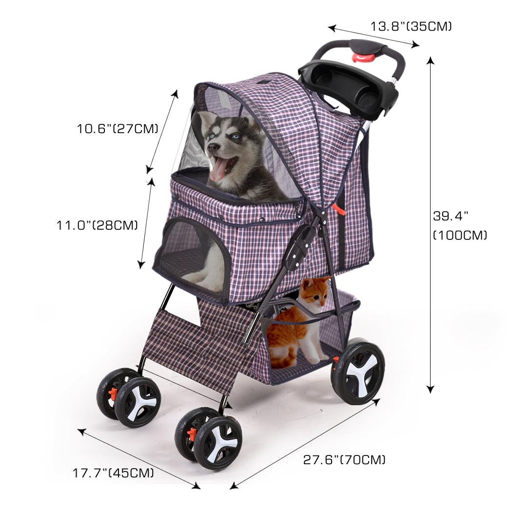 PaWz Pet Stroller 4 Wheels Dog Cat Cage Puppy Pushchair Travel Walk Carrier Pram Deals499