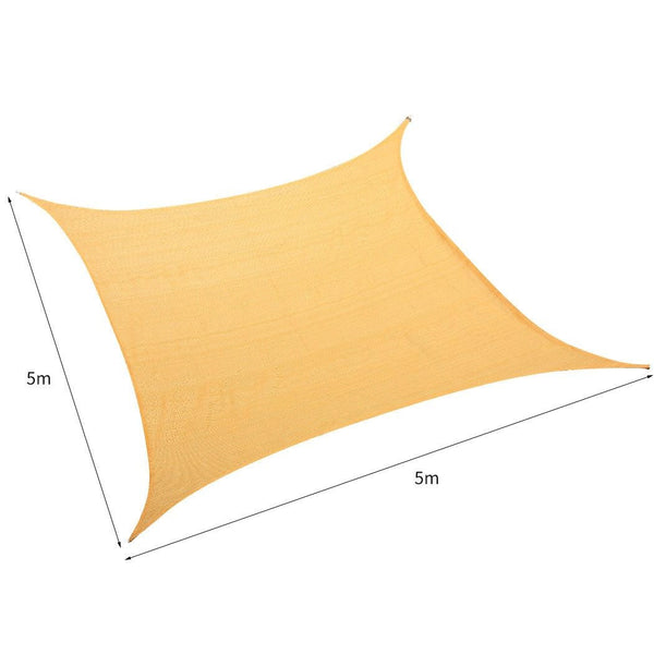 Sun Shade Sail Cloth Canopy ShadeCloth Outdoor Awning Cover Square Beige 5Mx5M Deals499