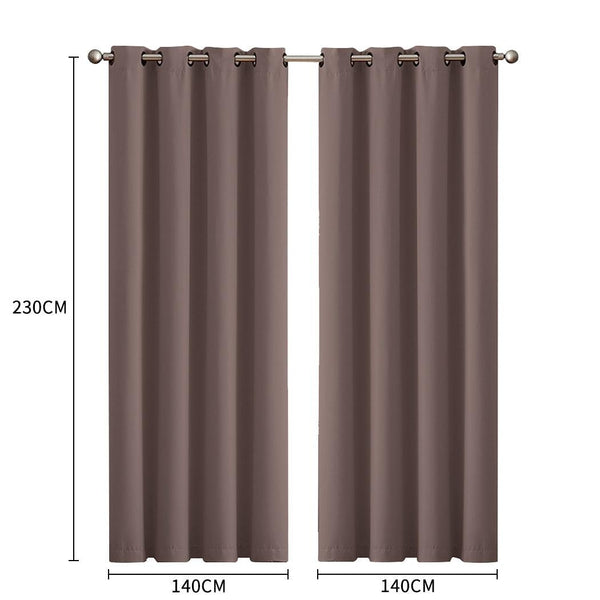 2x Blockout Curtains Panels 3 Layers Eyelet Room Darkening 140x230cm Taupe Deals499