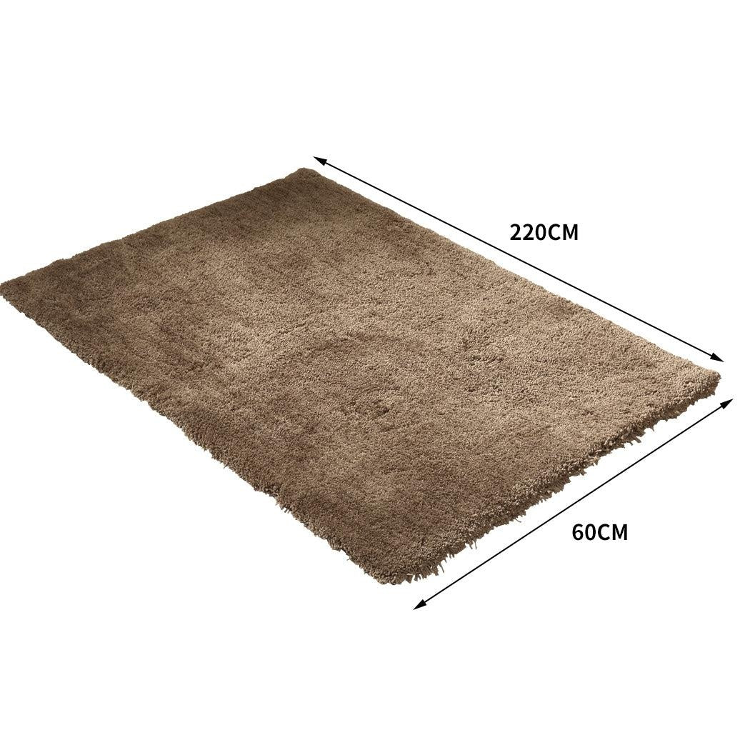 Ultra Soft Anti Slip Rectangle Plush Shaggy Floor Rug Carpet in Taupe 60x220cm Deals499