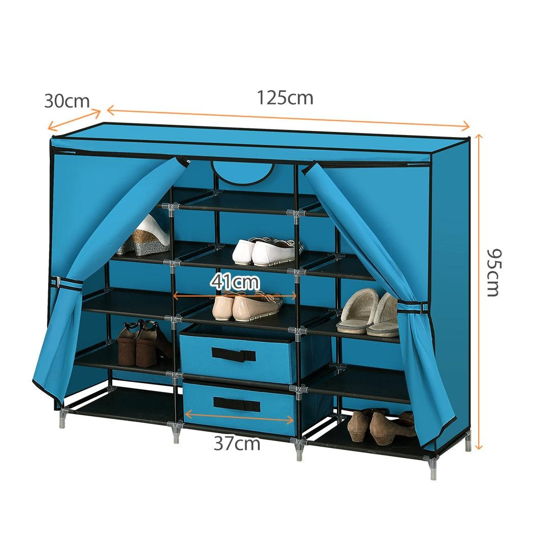 Shoe Rack DIY Portable Storage Cabinet Organiser Stackable Shelf Organizer Blue Deals499