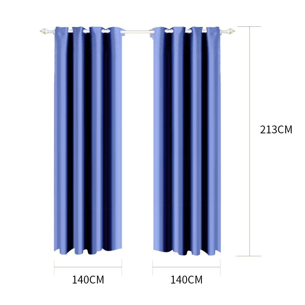 2x Blockout Curtain 3 Layers Eyelet Fabric Room Darkening 140x213cm Navy blue Deals499