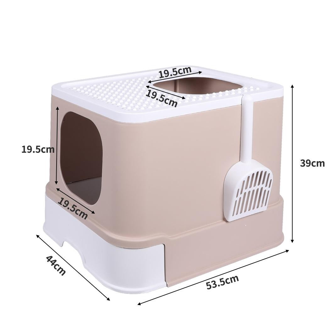 PaWz Cat Litter Box Fully Enclosed Kitty Toilet Trapping Odor Control Basin Coffee Deals499