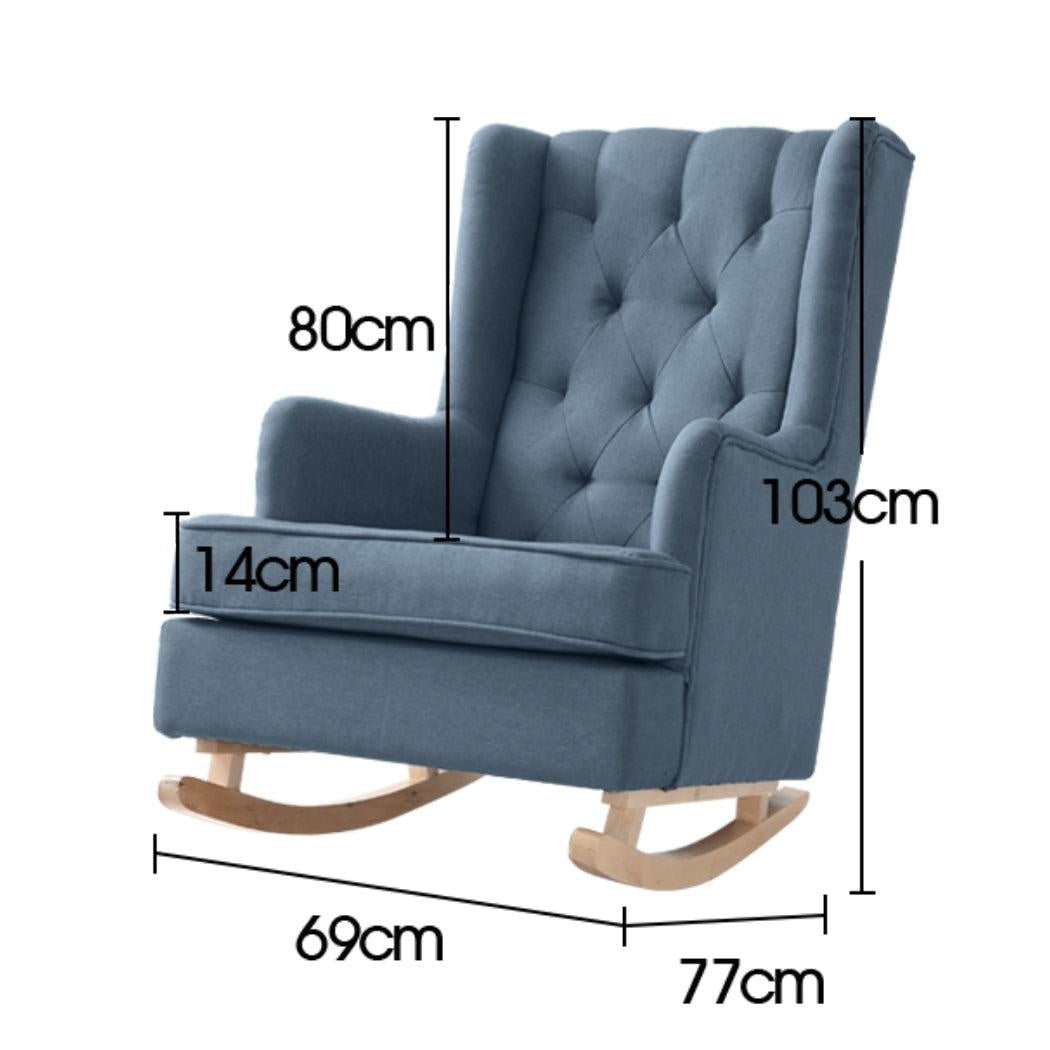 Levede Rocking Chair Chairs Armchair Fabric Lounge Recliner Feeding Rocker Blue Deals499