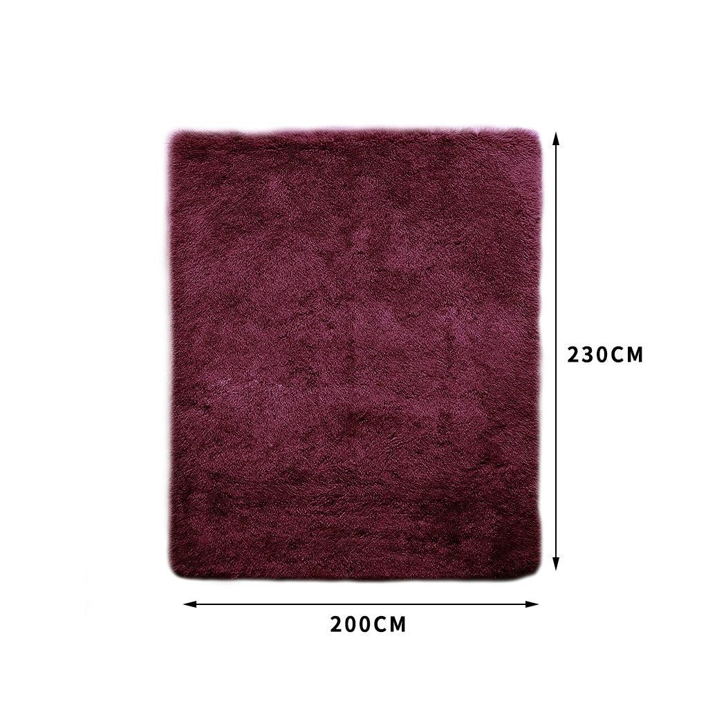 Designer Soft Shag Shaggy Floor Confetti Rug Carpet Decor 200x230cm Burgundy Deals499