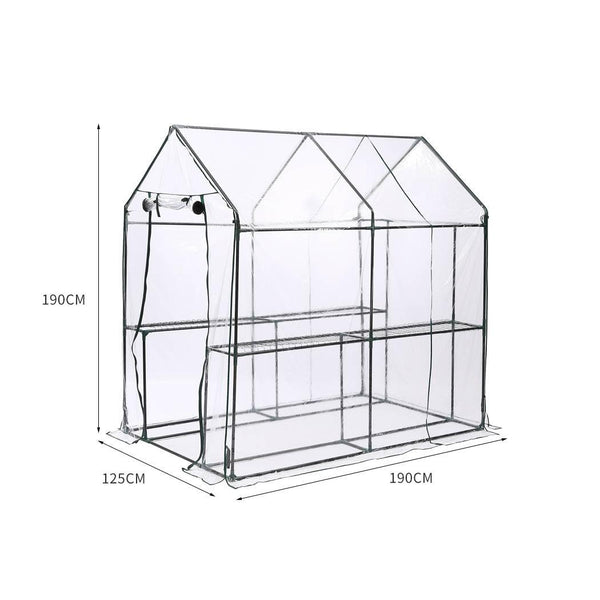 2 Tier Walk In Greenhouse Garden Shed PVC Cover Film Tunnel Green House Plant Deals499