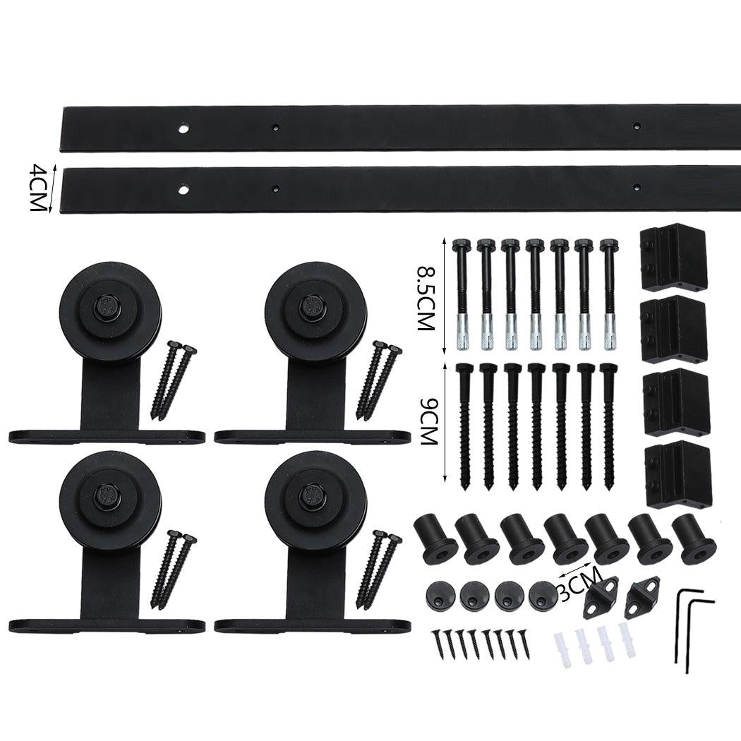 2.44M Antique Classic Style Double Sliding Barn Door Hardware Track Roller Kit Deals499