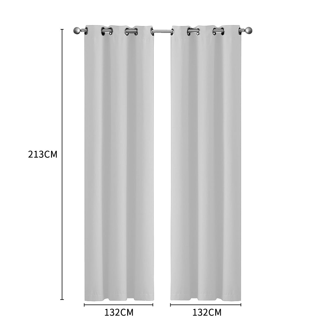 2x Blockout Curtains Panels 3 Layers Eyelet Room Darkening 132x213cm Grey Deals499