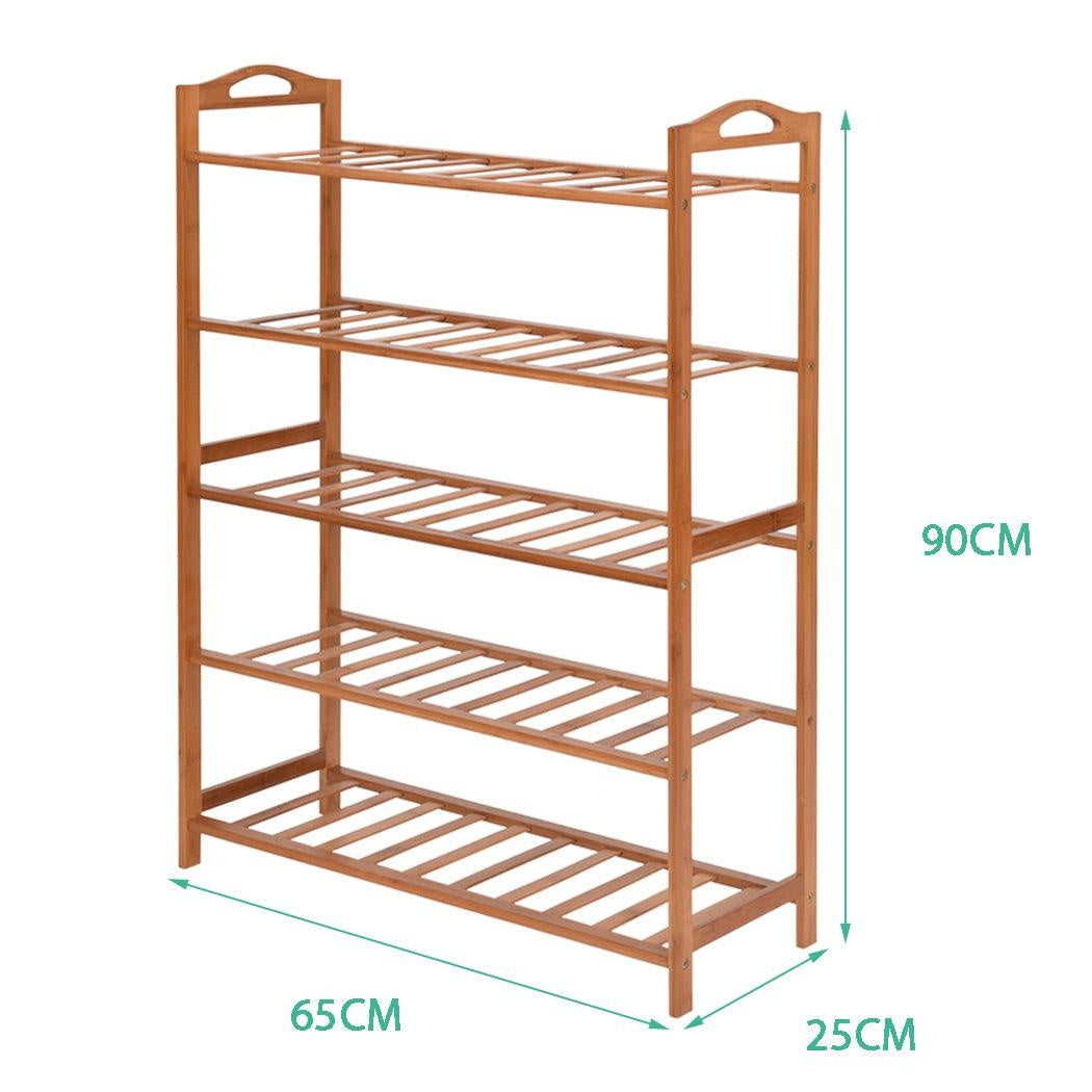 2x Levede 5 Tier Bamboo Shoe Rack Shoes Organizer Storage Shelves Stand Shelf Deals499