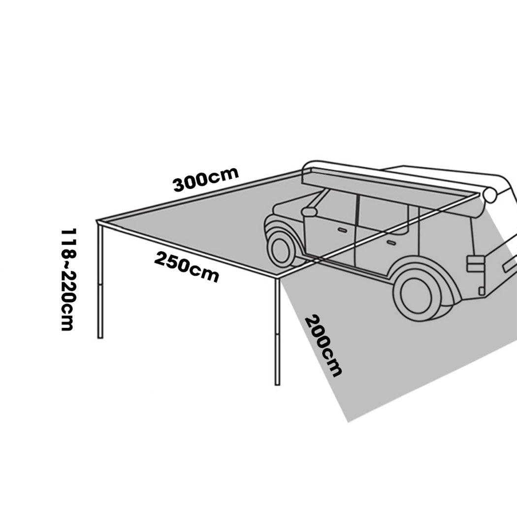 Mountview 2.5x3M Car Side Awning Extension Roof Rack Covers Tents Shades Camping Deals499