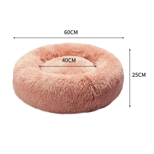 Pet Bed Cat Dog Donut Nest Calming Kennel Cave Deep Sleeping Pink M Deals499