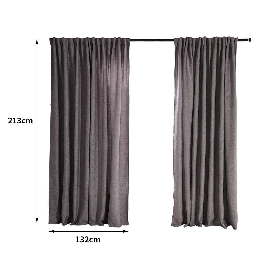 2X Blockout Curtains Curtain Living Room Window Grey 132CM x 213CM Deals499