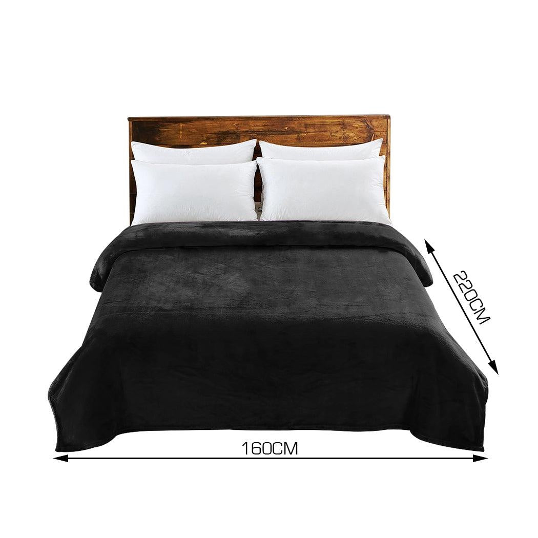 DreamZ 320GSM 220x160cm Ultra Soft Mink Blanket Warm Throw in Black Colour Deals499